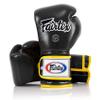 Fairtex Muay Thai Boxing Gloves BGV9 - Heavy Hitter Mexican Style Training & Sparring Gloves for Kick Boxing MMA K1 (Black/Yellow Piping, 14 oz) view 1