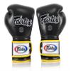 Fairtex Muay Thai Boxing Gloves BGV9 - Heavy Hitter Mexican Style Training & Sparring Gloves for Kick Boxing MMA K1 (Black/Yellow Piping, 14 oz) view 3