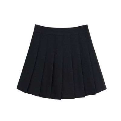 ZHANCHTONG Women's High Waist A-Line Pleated Mini Skirt Short Tennis Skirt (Black,2XL)
