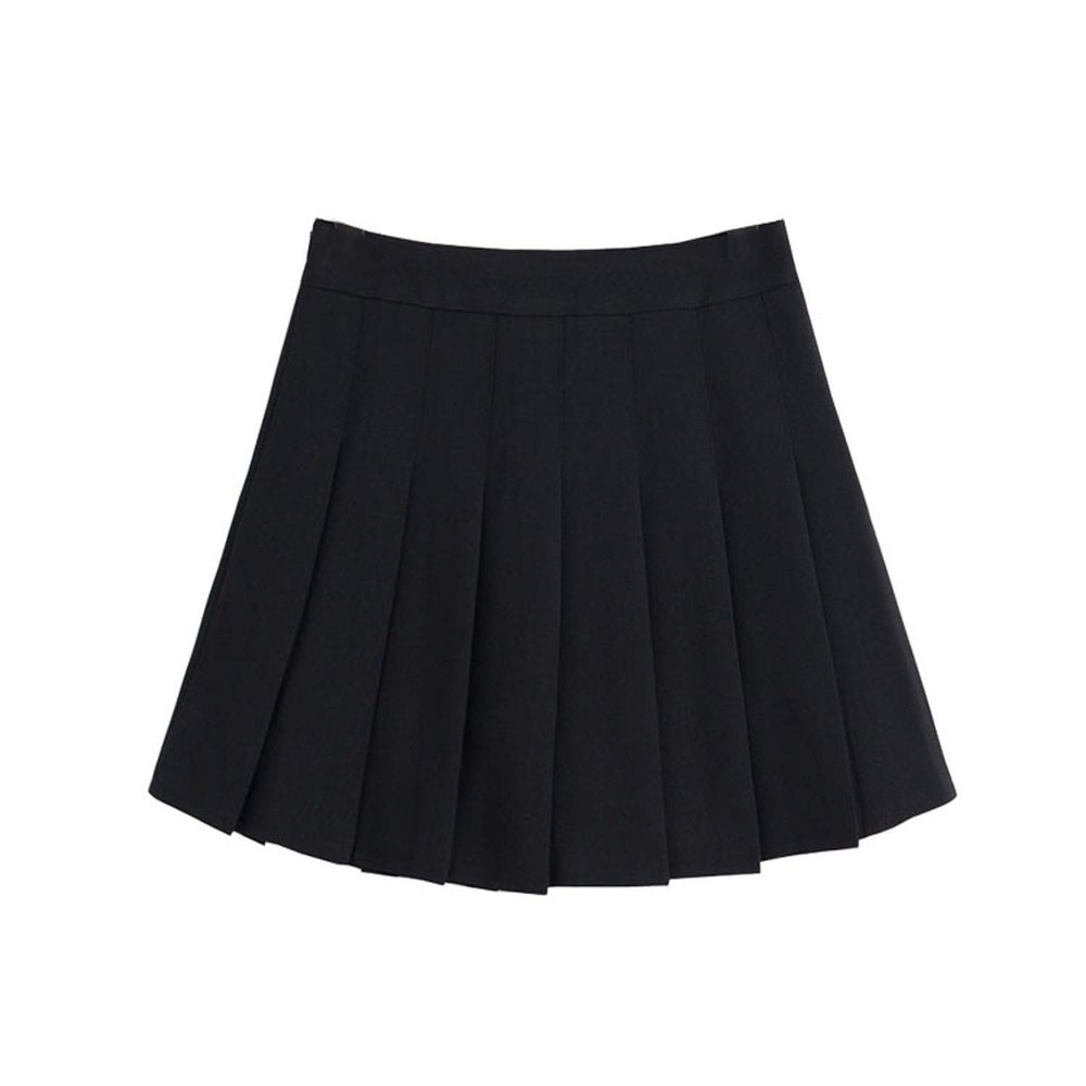 ZHANCHTONG Women's High Waist A-Line Pleated Mini Skirt Short Tennis Skirt (Black,2XL)