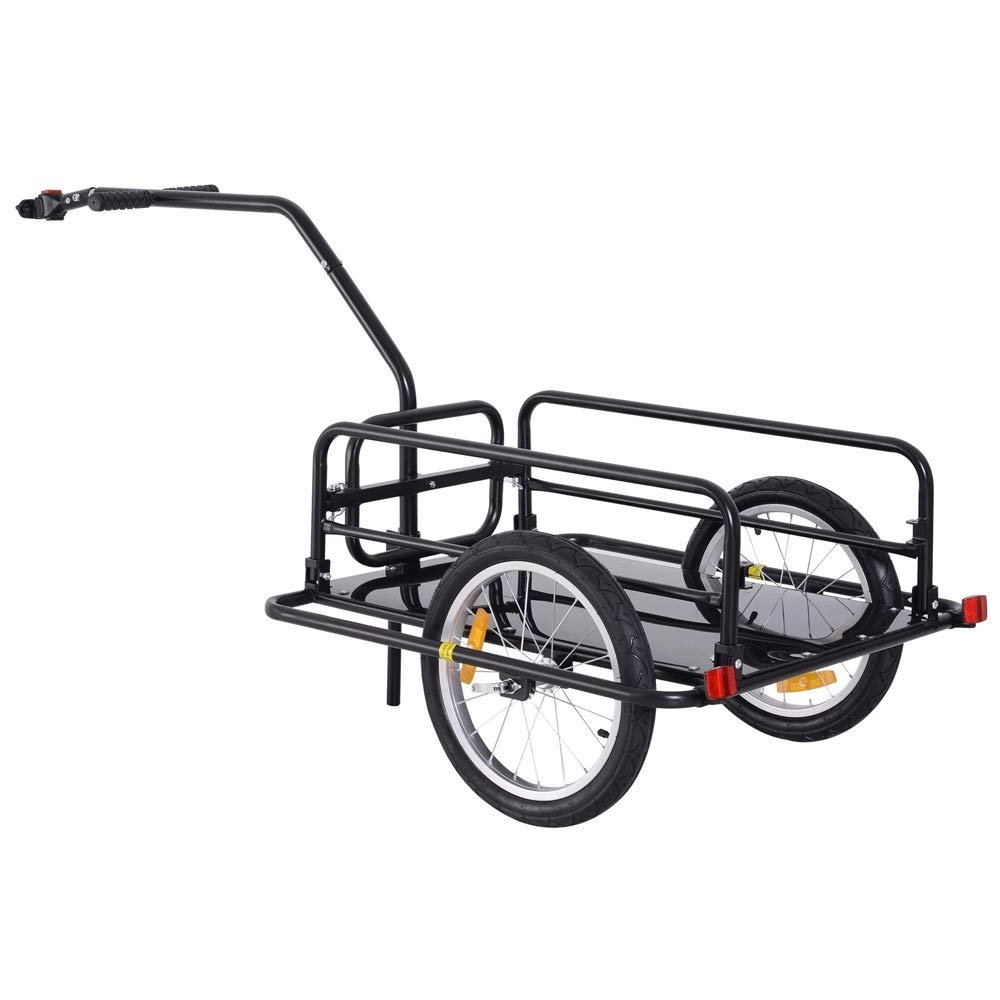 Folding Bike Cargo Trailer Cart with Seat Post Hitch - Black