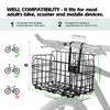 Wiel Bike Basket with Black Liner Rainproof Cover, Folding Steel Bicycle Basket Easy Install to Front Handlebar or Rear Rack, Heavy-Duty Metal Wire Bearing 33 lbs for Commuter Grocery Shopping Picnic view 2