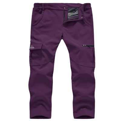 Gopune Women's Waterproof Windproof Fleece Lined Warm Hiking Ski Snow Insulated Pants (Purple,M)