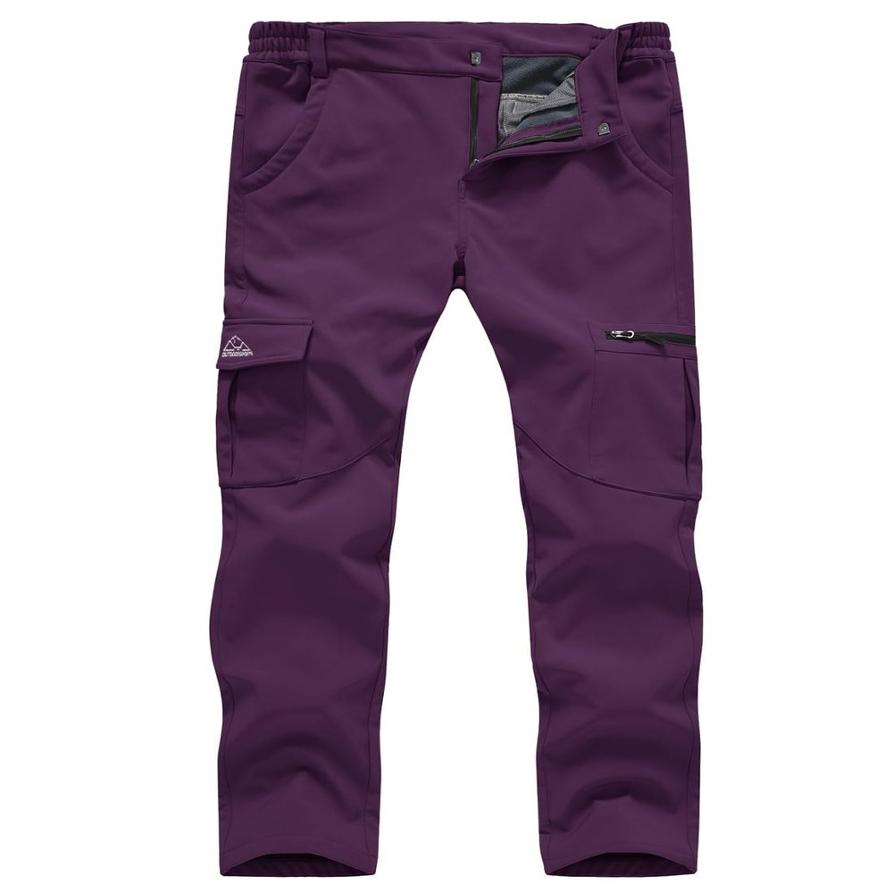 Gopune Women's Waterproof Windproof Fleece Lined Warm Hiking Ski Snow Insulated Pants (Purple,M)
