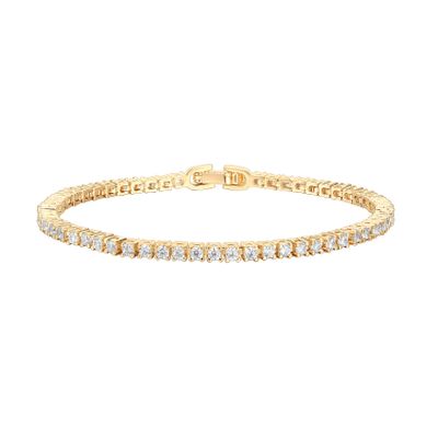 PAVOI 14K Gold Plated Cubic Zirconia Classic Tennis Bracelet | Yellow Gold Bracelets for Women | 7 Inches
