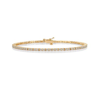 PAVOI 14K Gold Plated Cubic Zirconia Classic Tennis Bracelet | Yellow Gold Bracelets for Women | 7.5 Inches