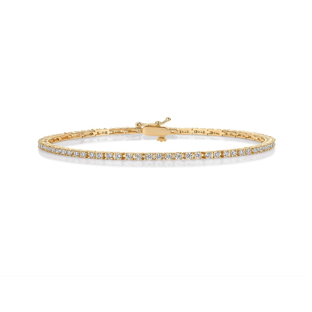 PAVOI 14K Gold Plated Cubic Zirconia Classic Tennis Bracelet | Yellow Gold Bracelets for Women | 7.5 Inches