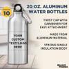 DISCOUNT PROMOS Custom Aluminum Water Bottles 20 oz. Set of 10, Personalized Bulk Pack - Perfect for Gym, Hiking, Any Indoor/Outdoor Activities - Silver view 3
