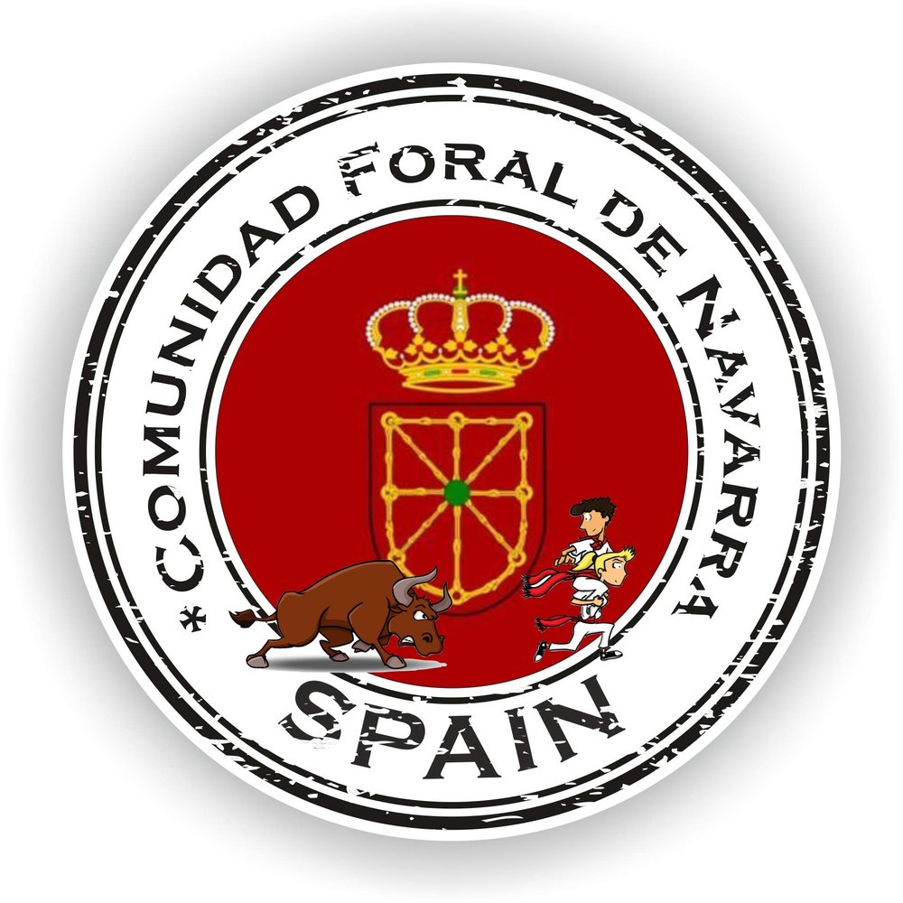1x Spain Comunidad Navarra Round Vinyl Waterproof Sticker - 10cm / 4inches