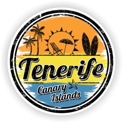 1x Tenerife Round Vinyl Waterproof Sticker - 5cm / 2inches