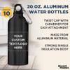 DISCOUNT PROMOS Custom Aluminum Water Bottles 20 oz. Set of 10, Personalized Bulk Pack - Perfect for Gym, Hiking, Any Indoor/Outdoor Activities - Black view 3
