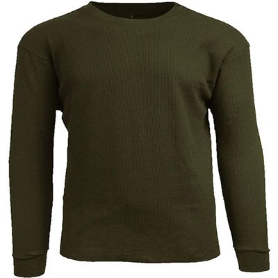 Galaxy by Harvic Mens Crew Neck Thermal Shirt (Multiple Sizes/Colors) Olive