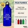 DISCOUNT PROMOS Custom Aluminum Water Bottles 20 oz. Set of 10, Personalized Bulk Pack - Perfect for Gym, Hiking, Any Indoor/Outdoor Activities - Blue view 2