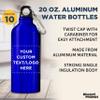 DISCOUNT PROMOS Custom Aluminum Water Bottles 20 oz. Set of 10, Personalized Bulk Pack - Perfect for Gym, Hiking, Any Indoor/Outdoor Activities - Blue view 3