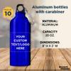 DISCOUNT PROMOS Custom Aluminum Water Bottles 20 oz. Set of 10, Personalized Bulk Pack - Perfect for Gym, Hiking, Any Indoor/Outdoor Activities - Blue view 4