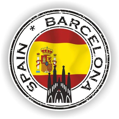 1x Spain Barcelona Round Vinyl Waterproof Sticker - 5cm / 2inches