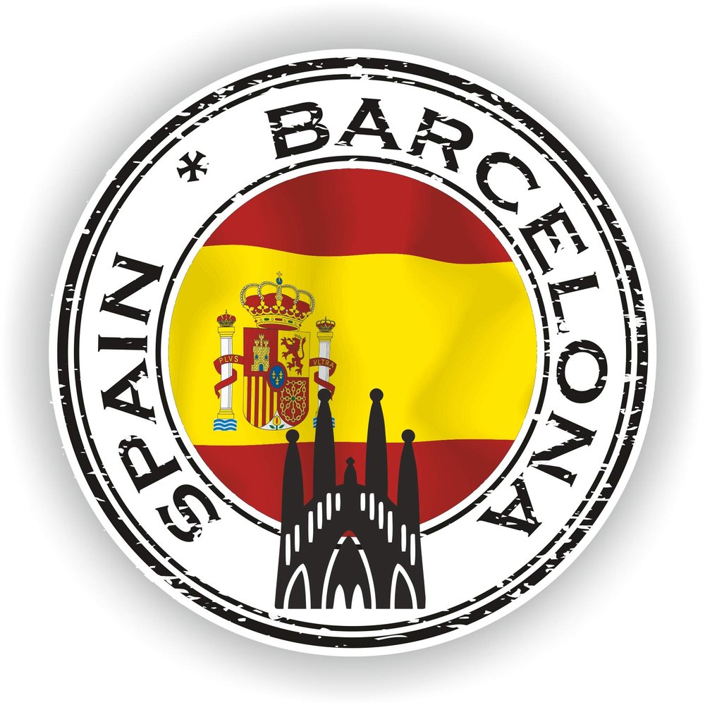 1x Spain Barcelona Round Vinyl Waterproof Sticker - 5cm / 2inches