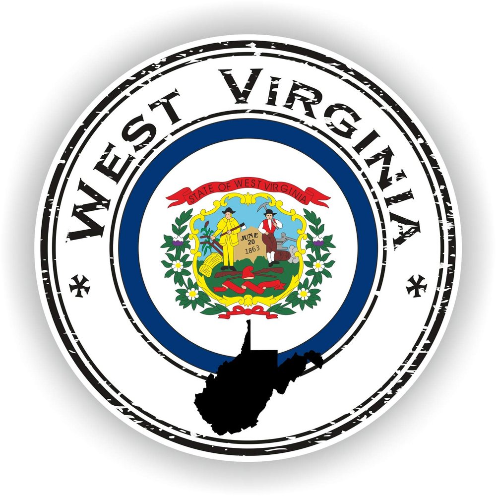 1x West Virginia Round Vinyl Waterproof Sticker - 10cm / 4inches
