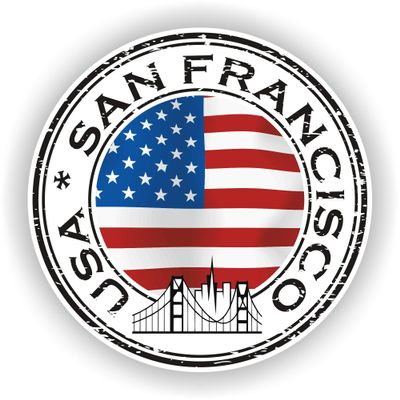 1x USA San Francisco Round Vinyl Waterproof Sticker - 5cm / 2inches