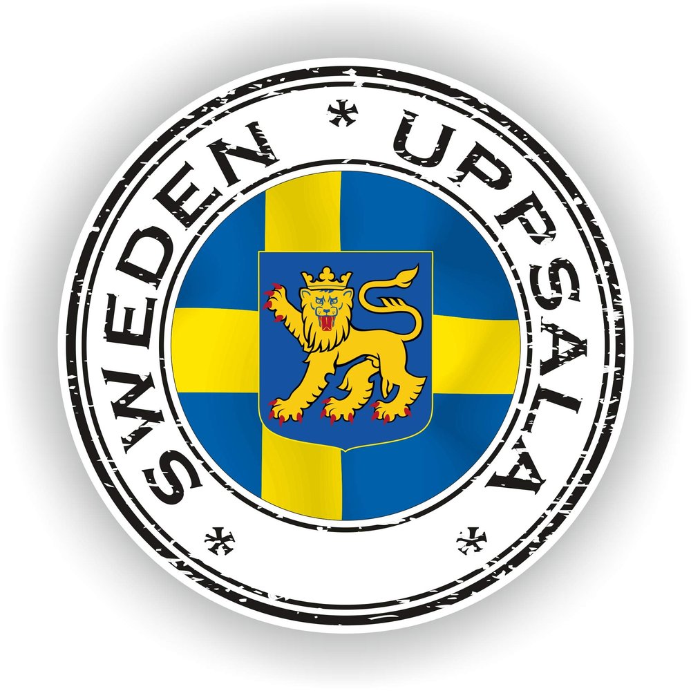 1x Sweden Uppsala Round Vinyl Waterproof Sticker - 5cm / 2inches