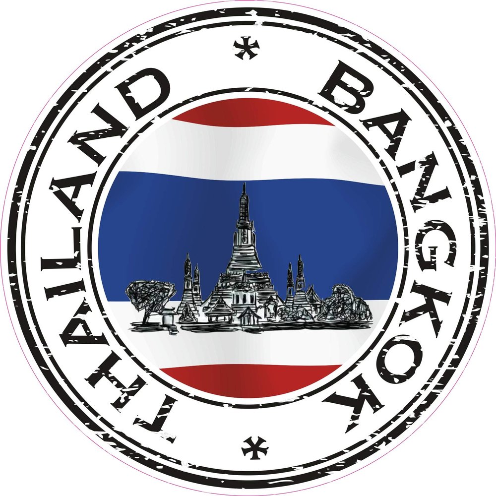 1x Thailand Bangkok 02 Round Vinyl Waterproof Sticker - 15cm / 5.9inches