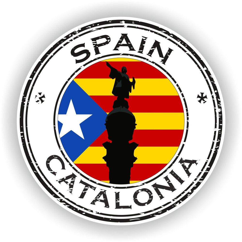 1x Spain Catalonia Round Vinyl Waterproof Sticker - 25cm / 9.8inches