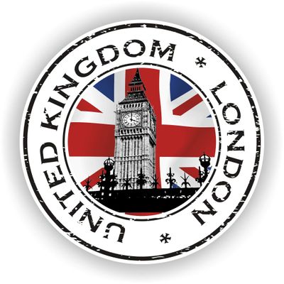 1x London Big Ben Round Vinyl Waterproof Sticker - 10cm / 4inches