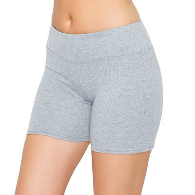 ALWAYS Women's Ribbed 5" Bike Shorts - Premium Soft High Waist Rib Knit Short Yoga Pants Grey M