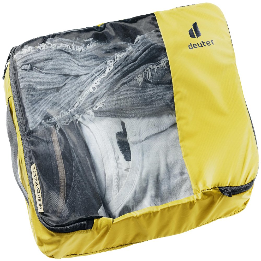 Deuter Mesh Zip 10, Zippered Storage Pack Sack, 10 Liter - Turmeric-Black