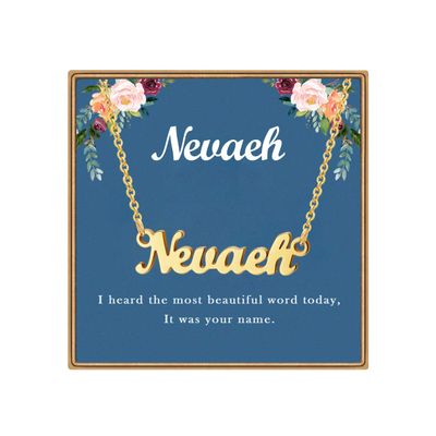 Ldurian Custom Name Necklace, Nevaeh Name Plate Pendant Necklace Pre Gifts, Charm Necklaces Jewelry for Birthday Anniversary