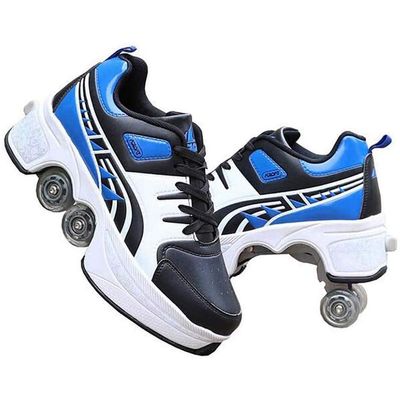 MLyzhe Deformation Roller Shoes Male and Female Skating Shoes Adult Children's Automatic Walking Shoes Invisible Pulley Shoes Skates with Double-Row Deform Wheel