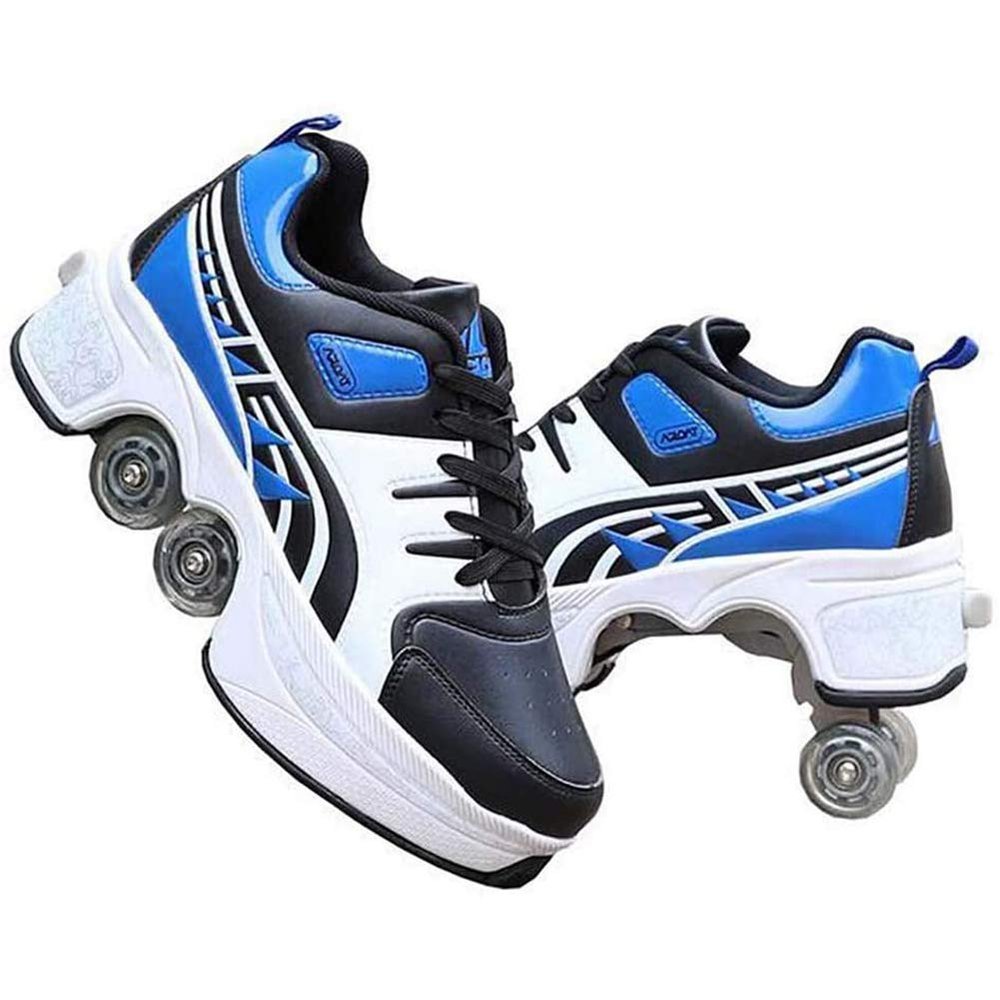 MLyzhe Deformation Roller Shoes Male and Female Skating Shoes Adult Children's Automatic Walking Shoes Invisible Pulley Shoes Skates with Double-Row Deform Wheel