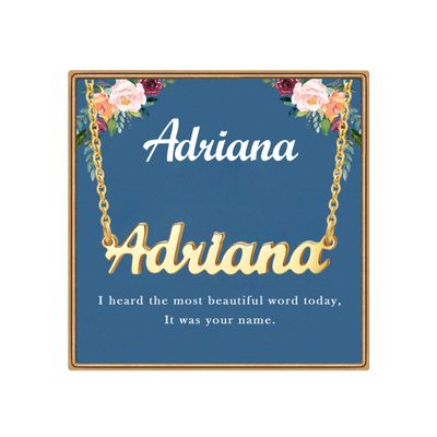 Ldurian Custom Name Necklace, Adriana Name Plate Pendant Necklace Pre Gifts, Charm Necklaces Jewelry for Birthday Anniversary