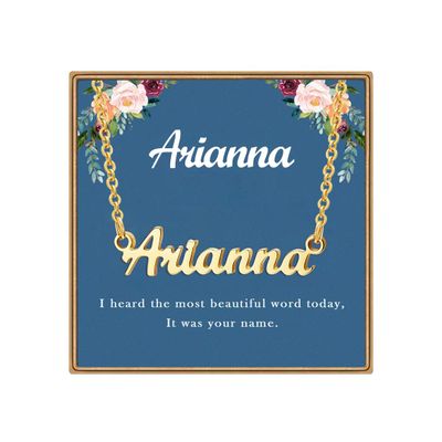 Ldurian Custom Name Necklace, Arianna Name Plate Pendant Necklace Pre Gifts, Charm Necklaces Jewelry for Birthday Anniversary