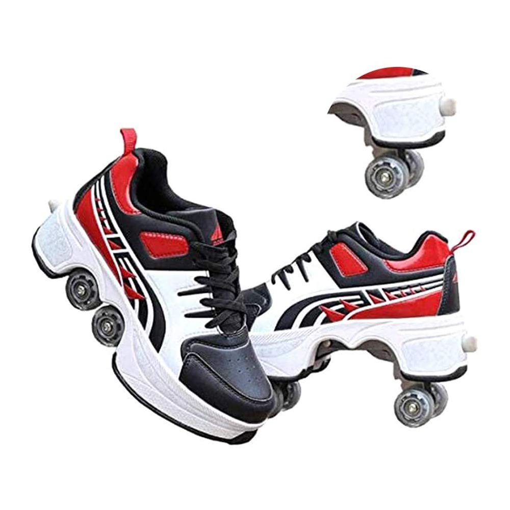 MLyzhe Deformation Roller Shoes Male and Female Skating Shoes Adult Children's Automatic Walking Shoes Invisible Pulley Shoes Skates with Double-Row Deform Wheel