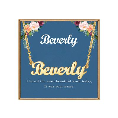 Ldurian Custom Name Necklace, Beverly Name Plate Pendant Necklace Pre Gifts, Charm Necklaces Jewelry for Birthday Anniversary