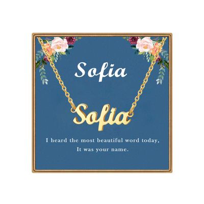 Ldurian Custom Name Necklace, Sofia Name Plate Pendant Necklace Pre Gifts, Charm Necklaces Jewelry for Birthday Anniversary