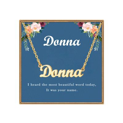 Ldurian Custom Name Necklace, Donna Name Plate Pendant Necklace Pre Gifts, Charm Necklaces Jewelry for Birthday Anniversary