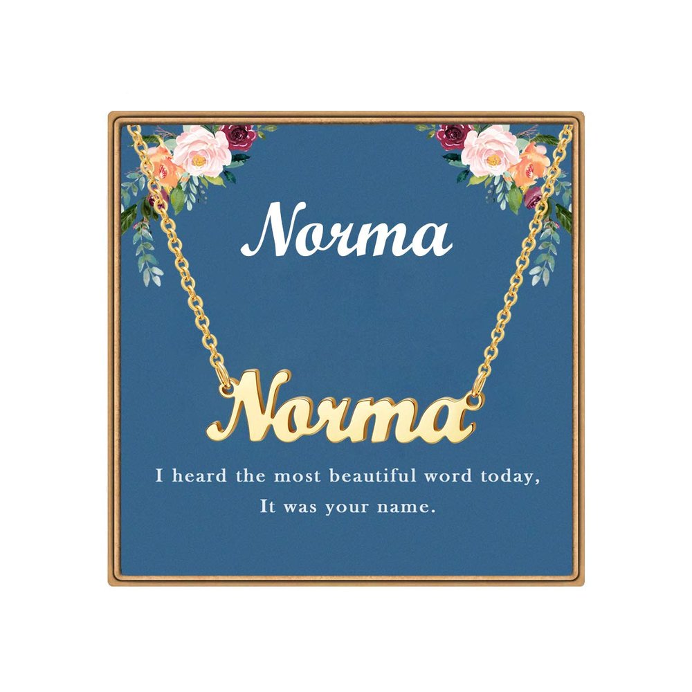 Ldurian Custom Name Necklace, Norma Name Plate Pendant Necklace Pre Gifts, Charm Necklaces Jewelry for Birthday Anniversary