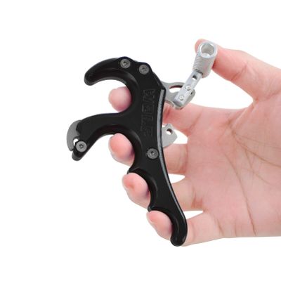 ZSHJGJR Compound Bow Release - CNC Aluminium Alloy, Finger Alloy Thumb Bow Release for Compound Bow, Bow Trigger Release, Hunting Target Practice Accessories (4 Fingers Black)