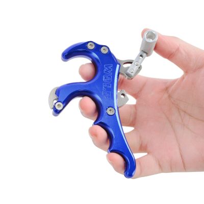 ZSHJGJR Compound Bow Release - CNC Aluminium Alloy, Finger Alloy Thumb Bow Release for Compound Bow, Bow Trigger Release, Hunting Target Practice Accessories (4 Fingers Blue)