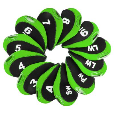 Andux Golf Irons Club Number Tag Head Covers Pack of 12 (Green)