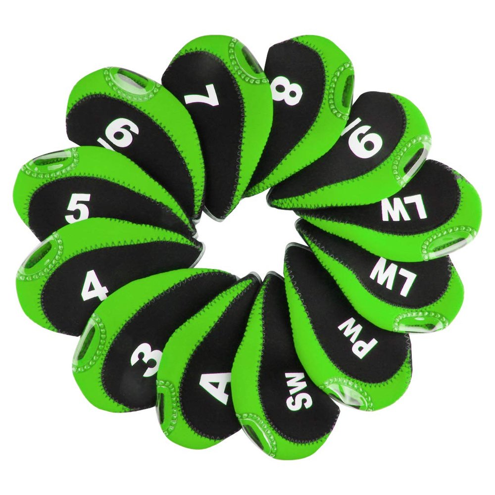 Andux Golf Irons Club Number Tag Head Covers Pack of 12 (Green)