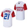 #21 Roberto Clemente Puerto Rico Classic Mens Baseball Jersey Stitched Size XL White view 1