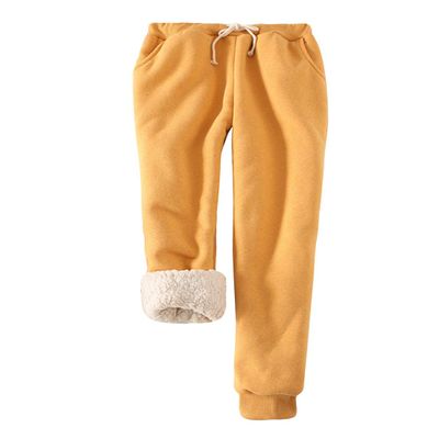 Snoly Women's Winter Fleece Sweatpants Running Active Thermal Sherpa Lined Jogger Pants with Candy Colors(Yellow,X-Large)