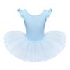 IDOPIP Girls Ruffle Sleeves Ballet Dance Dress Tutu Skirted Leotard for Toddler Kids Ballerina Dress Gymnastics Dancewear Costume Blue 18-24 Months view 1