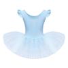 IDOPIP Girls Ruffle Sleeves Ballet Dance Dress Tutu Skirted Leotard for Toddler Kids Ballerina Dress Gymnastics Dancewear Costume Blue 18-24 Months view 2