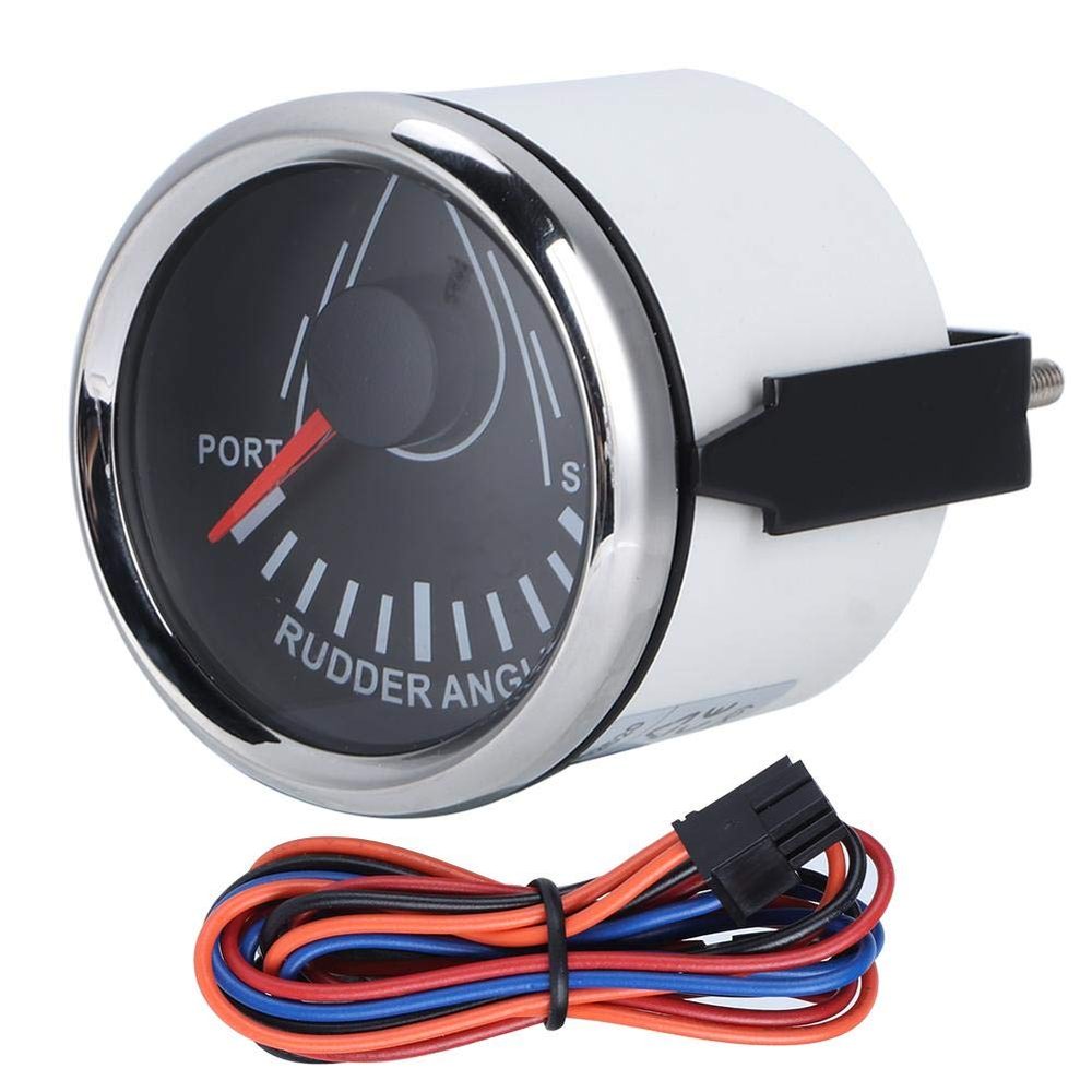 Rudder Angle Meter, Universal Boat Rudder Angle Indicator 0-190ohm with Backlight Gauge, IP67 -Vibration Stepper Motor, for Marine Yacht Rudder Sensor -32V