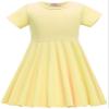 TriKalor Girls Dresses Short Sleeve Solid Color Skater Casual Twirly Dress with Pockets Yellow 1-2T view 1