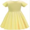 TriKalor Girls Dresses Short Sleeve Solid Color Skater Casual Twirly Dress with Pockets Yellow 1-2T view 2